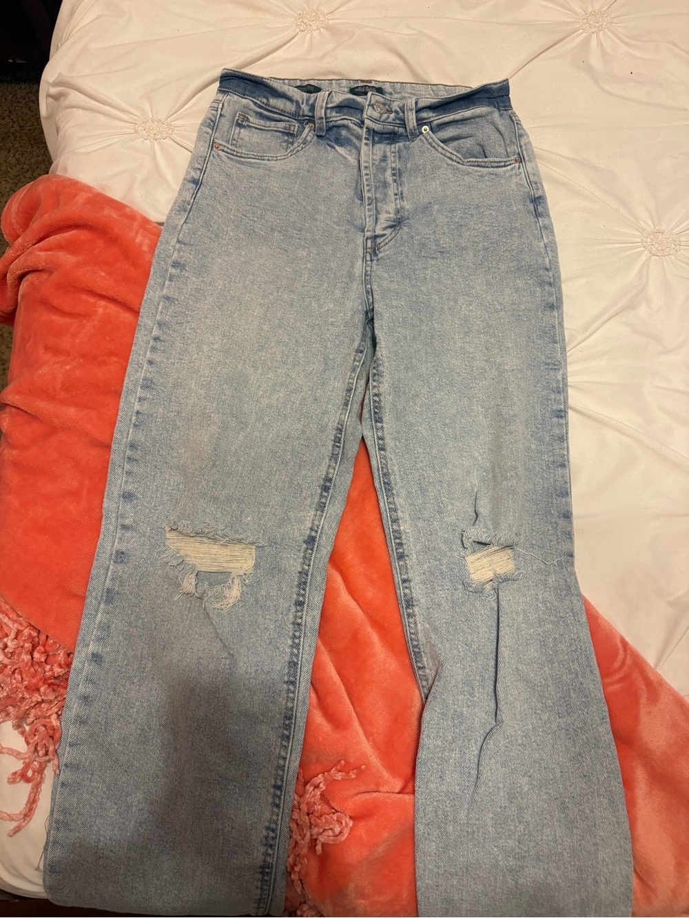 wild fable Light Wash Flare Jeans with Knee Rips
